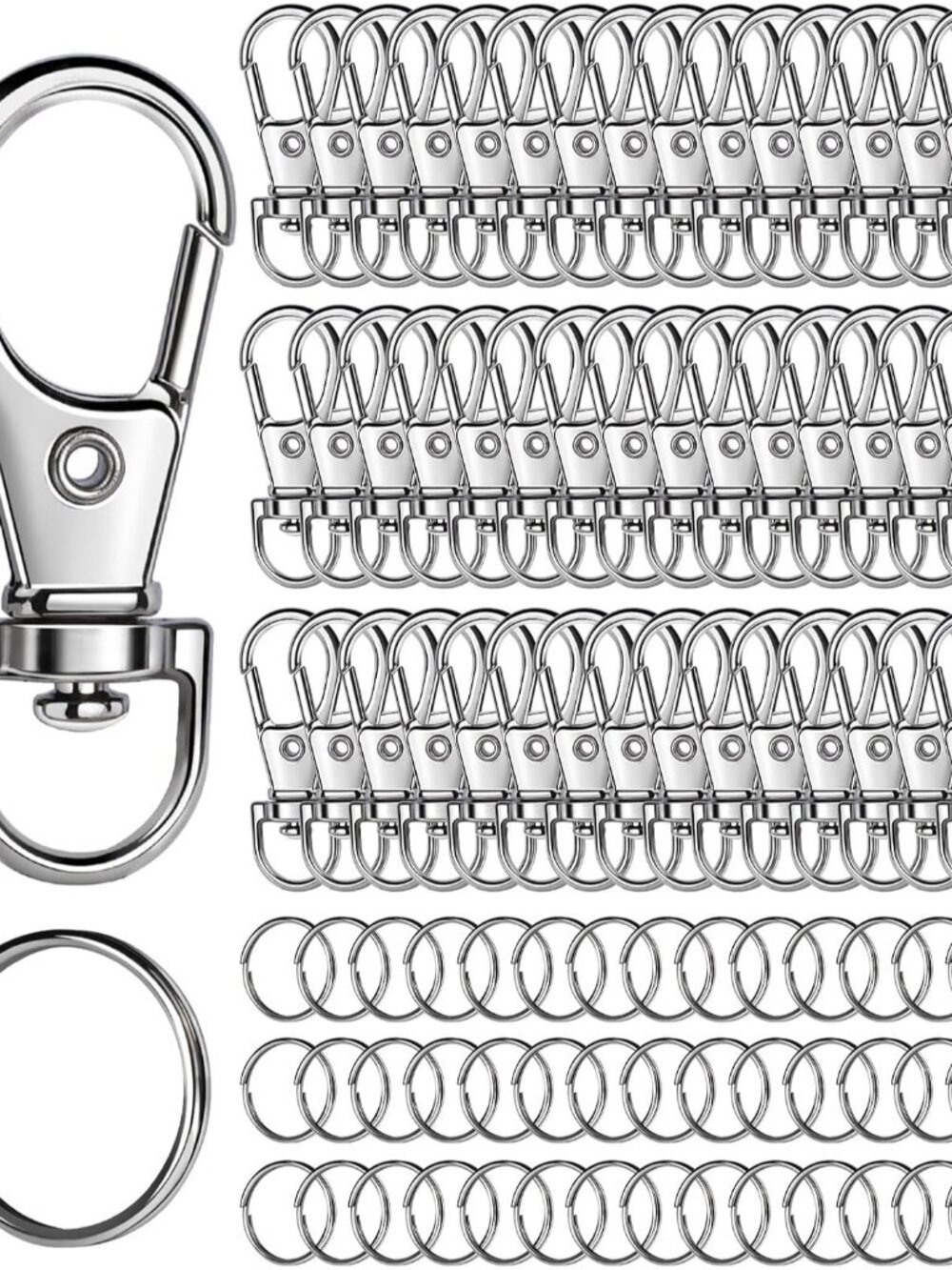 100PCS Lobster Claw Clasps and Key Rings, Keychain Making Kit - 50PCS Keychain C